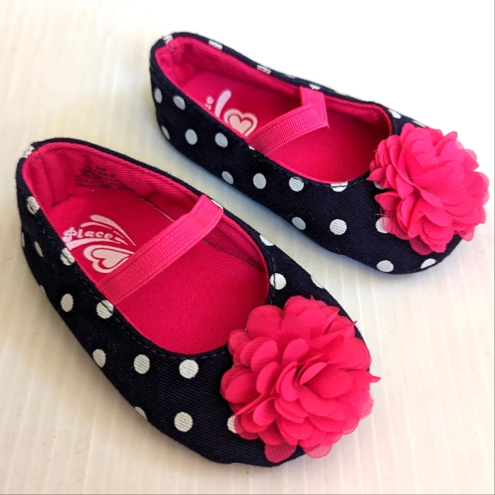 CHILDREN'S PLACE baby girl polkadot flower shoes crib shoes